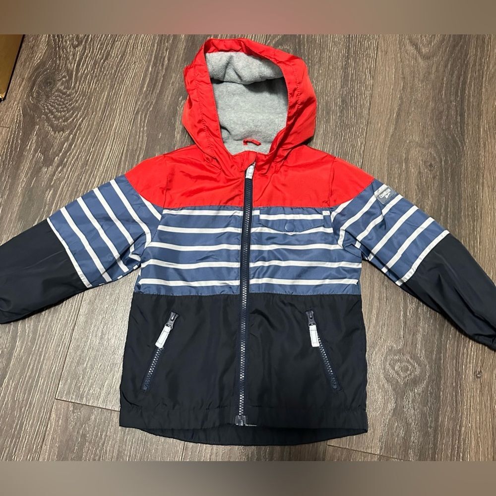 OshKosh B'gosh Red Navy Blue Striped Hooded Jacket